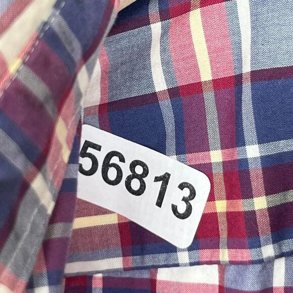 J.CREW Shirt Mens L 2-Ply Yarns Plaid Button Up Secret Wash Organic Cotton Blue - Picture 14 of 14